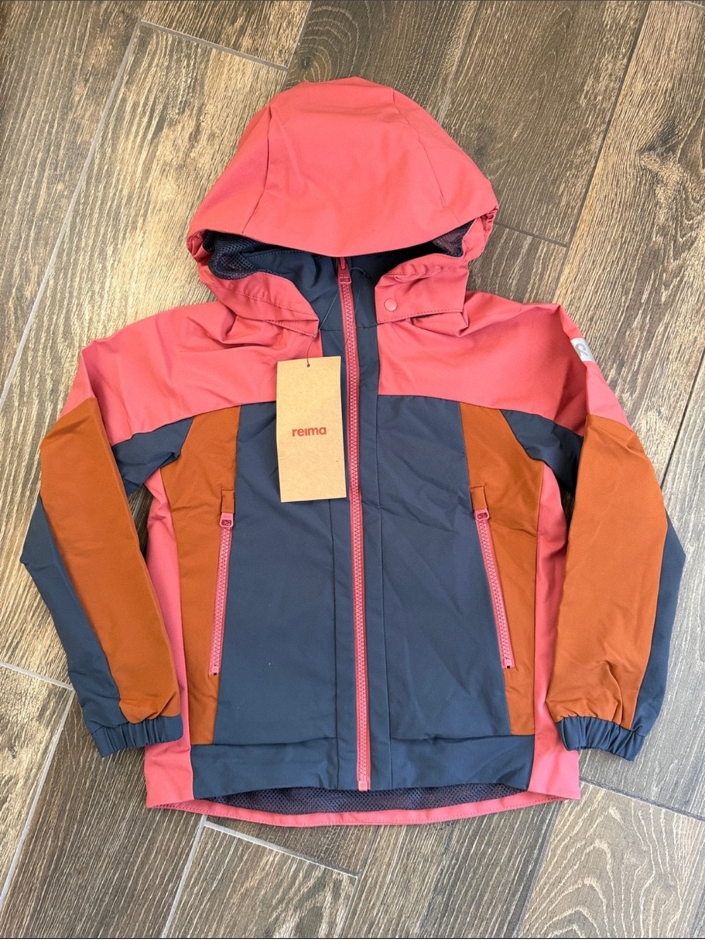 Reima Kids' Vaeltava Water-Repellent Red Clay Hybrid Weatherproof Jacket—7Y